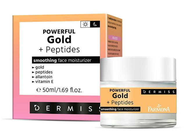 Разглаживающий и увлажняющий крем для лица Farmona Dermiss с золотом и пептидами для лица, 50 мл