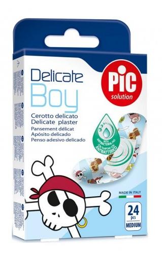Пластырь для детей Delicate BOY № 24 с антибактериальной подушечкой для чувствительной кожи 19 x 72 мм, 24 шт