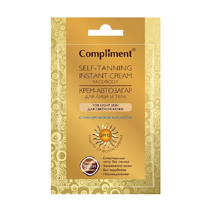 Крем-автозагар для лица и тела с гиалуроновой кислотой Compliment, 15 мл