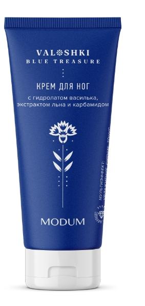 Крем для ног Modum Valoshki Blue Treasure с гидролатом василька, экстрактом льна и карбамидом, 75 г