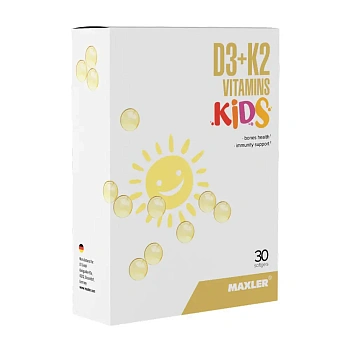 БАД Maxler к пище D3 + K2 Витамины Kids, капсулы по 0,3 г № 30