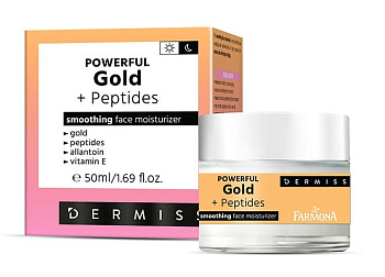 Разглаживающий и увлажняющий крем для лица Farmona Dermiss с золотом и пептидами для лица, 50 мл
