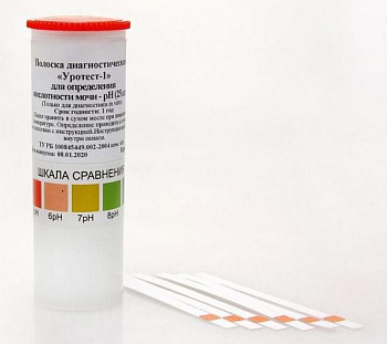 Полоска диагностическая "Уротест-1" для определения кислотности мочи-pH, 25 шт